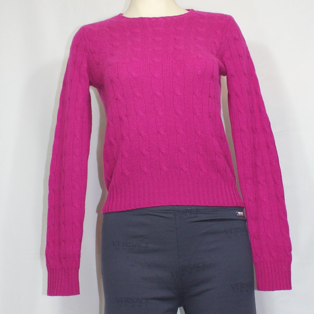 Ralf Lauren Knit Sweater 100% Cashmere Round Neck Slim fit Pink Medium